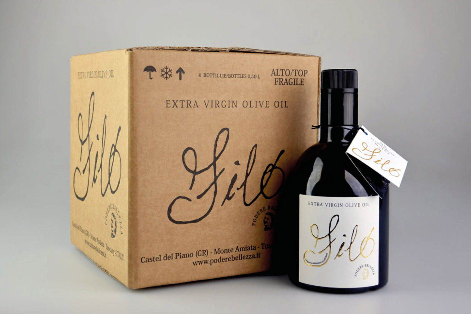 Olio Filo bottiglia e scatola